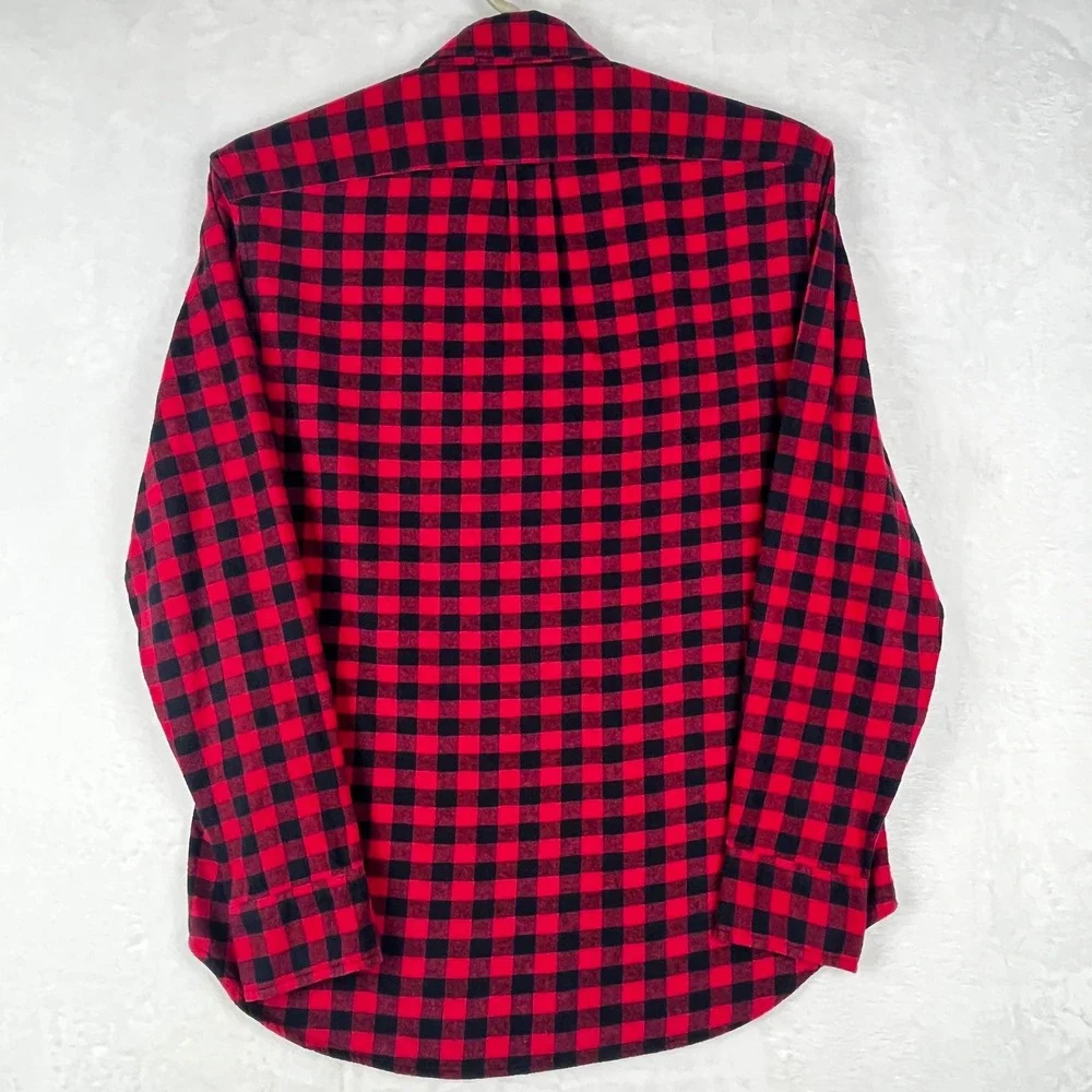 J.Crew Flannel Shirt Mens Large (L) Red Black‎ Buffalo Check Classic Fit Cotton